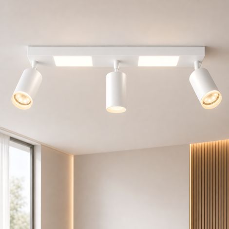 GBLY Plafonnier LED 3 Spots de Plafond - Spot de Plafond GU10 Plafonnier Blanc Plafonnier Chambre Lampe 3000K Lampe de Cuisine 20W Orientable pour Salon Bureau