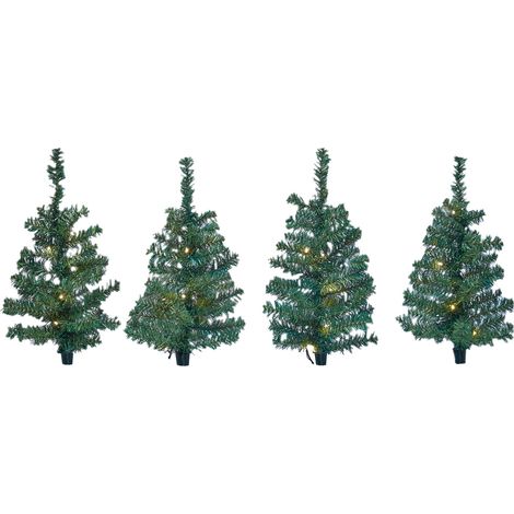 Lichterbäumchen Gartenstecker 50 cm - 4er Set / 40 LED - Weihnachts Deko Garten Beleuchtung - Künstliche Tannenbäume beleuchtet LED Tanne Weihnachtsbaum Stecker für draußen