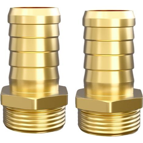 Lot de 2 Raccords Cannelés Laiton 19mm, Filetage Extérieur 3/4 Pouce, Hexagonal pour Irrigation (1/5)