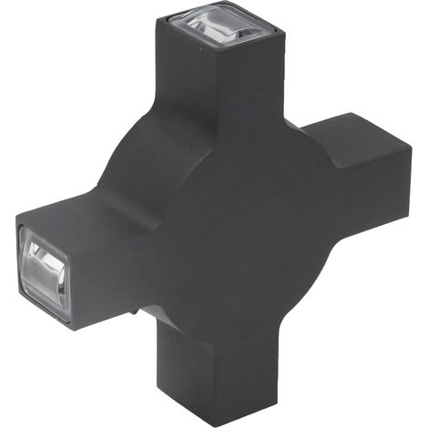 4-W-LED-Wandleuchte mit 4 LEDs, schwarzes, quadratisches Design, Aluminiumgehäuse, ideal für Flure, Netzteil AC 85–265 V, rotes Licht (1/5)