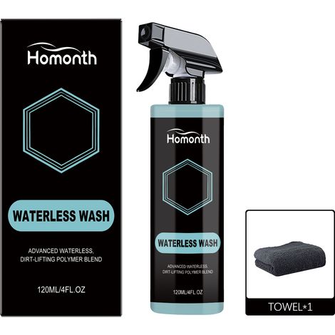 Solution de nettoyage sans eau HOMONTH pour carrosserie, nettoyant lustrant pour poussière et taches, format portable 120 ml + serviette (1/5)