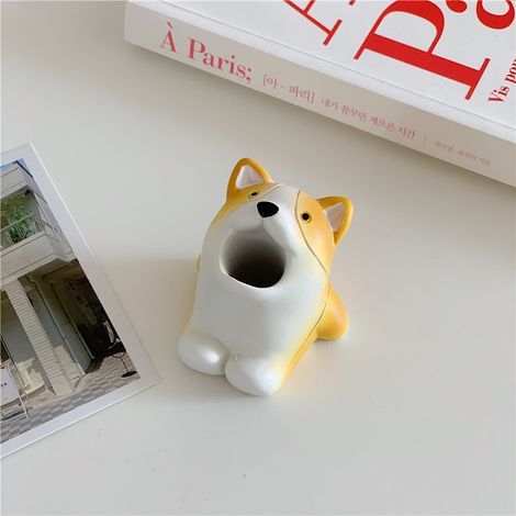 Bonito portacepillos de dientes con forma de animal, caja de almacenamiento para el baño (Corgi) (1/5)