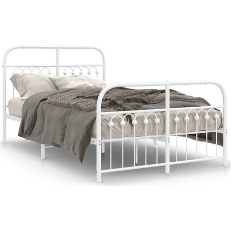 Maison Exclusive - Cadre de lit métal sans matelas et pied de lit blanc 120x190 cm (1/5)