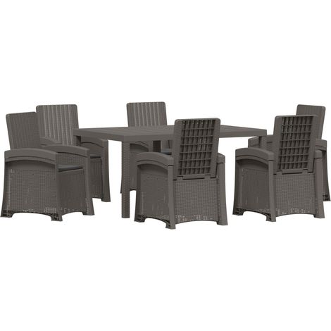 Maison Exclusive - Set da Pranzo per Giardino 7 pz Grigio chiaro e Antracite PP (1/5)