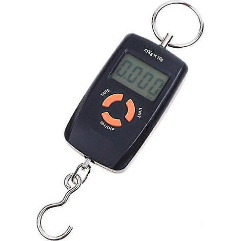 Balance électronique de poche à suspendre pour bagages de 45 kg, avec écran LCD, poids pour hameçons et poids pour poissons. (1/4)