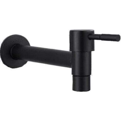 Mop-Pool-Armatur, schwarze Wandarmatur, Wandarmatur für Kaltwasser, wassersparende Edelstahlarmatur für Bad, Waschbecken, Balkon, Küche (1/3)