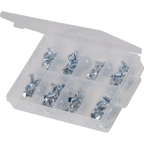 Fixman 613208 Confezione 40 Pezzi di Dadi ad Alette, Argento (1/4)