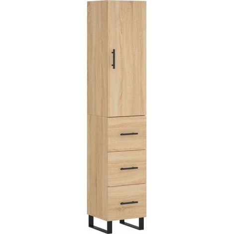 Buffet,Bahut,Meuble de Rangement haut Chêne sonoma 34,5x34x180 cm Bois d'ingénierie CFW55971 (1/5)
