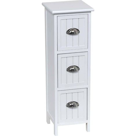 Mdf paulownia möbel 3 schubladen mit griff - weiss - Tendance (1/4)