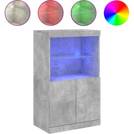 vidaXL Buffet mit LED-Beleuchtung Grau Beton 60,5x37x100 cm