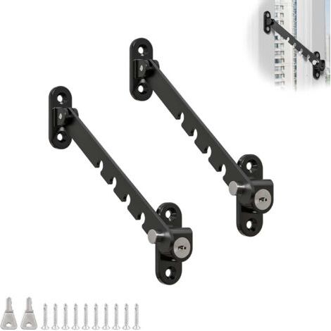Fensterstopper, abschließbare Fensterstopper in 2 Teilen, Fensterstopper, in mehreren Stufen verstellbar, geeignet für die meisten Fenster (1/5)