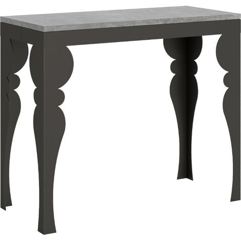 Console extensible style orientale Torza evolution 4 pieds 5 rallonges-Gris ciment-4 pieds-5 rallonges (1/5)