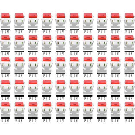 Lot de 50 boutons-poussoirs tactiles rouges en plastique 12 V à 8 broches avec réinitialisation instantanée automatique (1/5)