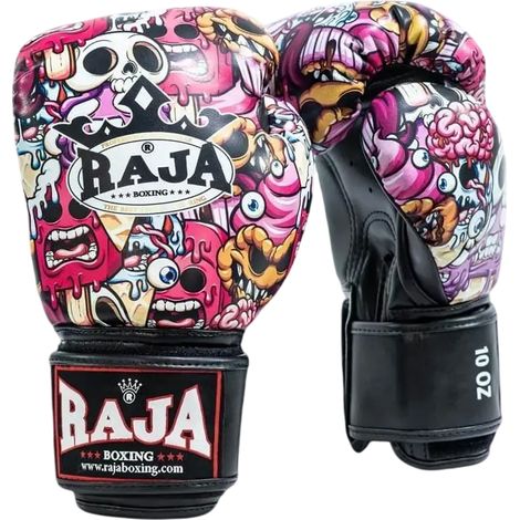 Guantes de boxeo de cuero genuino Raja Cake Monster, color rosa, 10 oz. (1/5)