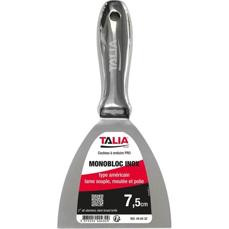 Couteau à enduire monobloc type américain inox 8cm - TALIAPLAST - 440432