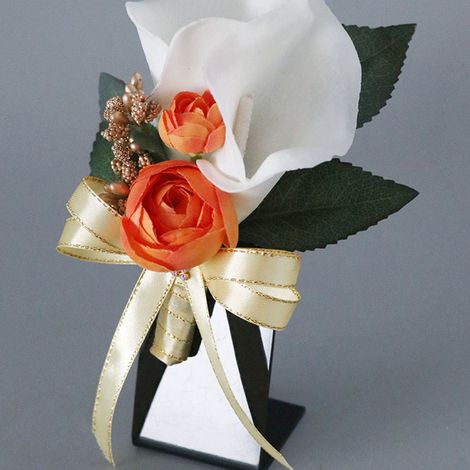 (2 Stück pro Packung) Künstliche Calla-Lilien-Corsagen für Bräute, Stil 1 (Festbankett-Corsage) (1/5)