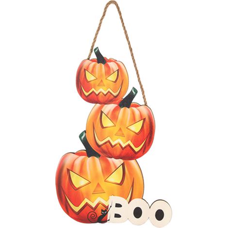 Panneau Décoratif Porte Automne Citrouille Bois Intérieur Extérieur 2 Pièces (1/5)