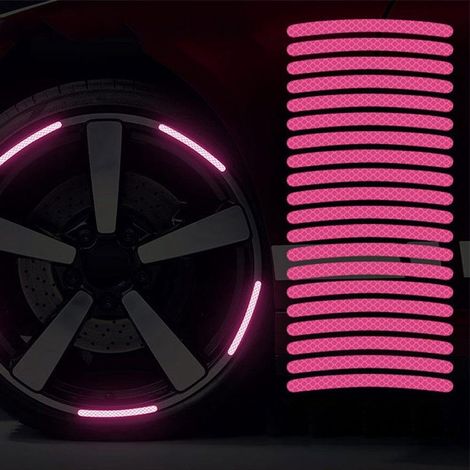 Lot de 20 autocollants réfléchissants pour voiture et vélo Réflecteurs de sécurité phosphorescents et fluorescents 9 cm Rose Pour améliorer la visibilité (1/4)