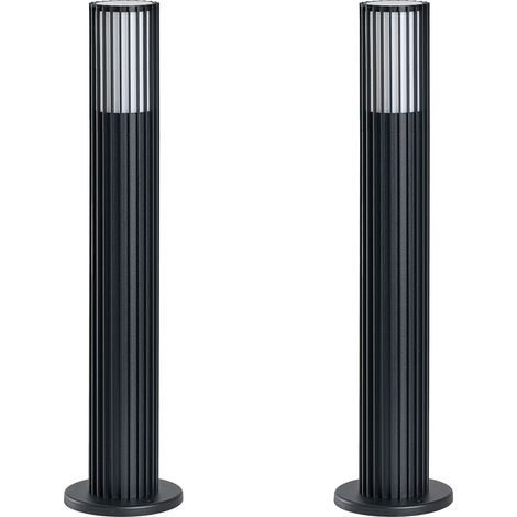 Conjunto de 2 lámparas de bolardo modernas de exterior para jardín de 50 cm de aluminio negro Ernan (1/5)