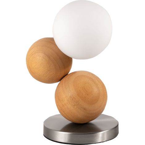 Lampe De Table Micky 23 Cm En Métal, Bois Et Verre Soufflé, Coloris Chêne, Variateur Tactile, Ampoule G9 20 W Incluse - Micky (1/3)