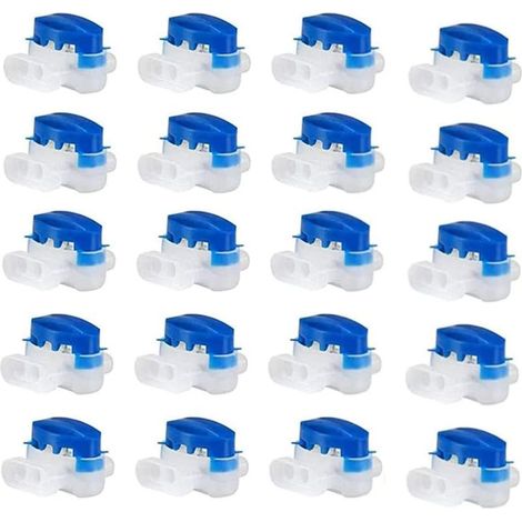 20 Pcs connecteur de câble étanche 3 trous connecteurs de fils électriques sertis connecteur de tondeuse à gazon rempli de gel avec, 314 Connecteurs de Câble Parfait pour Jardin et Extérieur (bleu) (1/4)