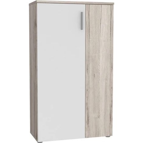 Armoire à chaussures 2 portes 5 tablettes décor bois vieilli - AMELIE (1/4)