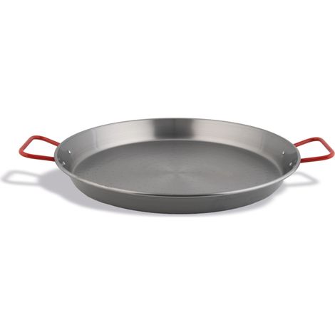 Poêle Paella en acier au carbone prêt pour l'induction avec poignées rouges - Pujadas