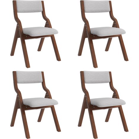 Set di 6 sedie da pranzo pieghevoli in legno e lino grigio 55x49x81 cm MODENUIT (1/5)