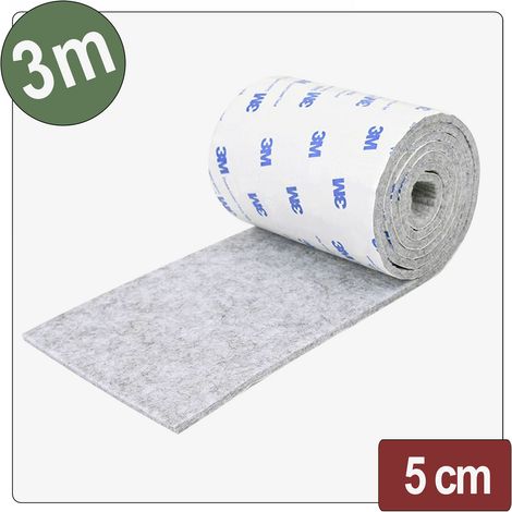 Quadrios 26SA121 Filzgleiter selbstklebend, rund Grau (L x B x H) 3000 x 50 x 4 mm 3 m