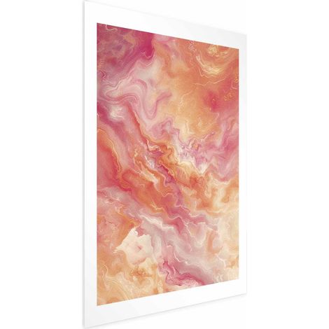 Póster - Colores llameantes - formas dinámicas en los colores del fuego y el rosa (1/4)