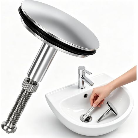 Réglable Vidange Bouchon Baignoire Universel 43mm en Laiton (1/5)
