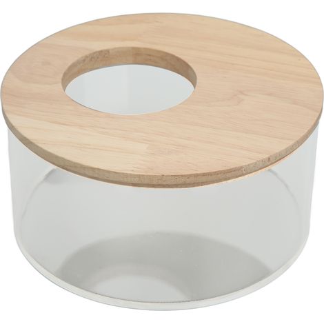 1 Bac à sable, acrylique transparent, bois naturel, forme ronde, pour hamster (1/5)