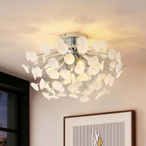 [GEBRAUCHT] B-Ware Lindby Deckenleuchte Yurina LED Lampe Leuchte dimmbar chrom weiß Ø 56 cm 34 cm (1/2)