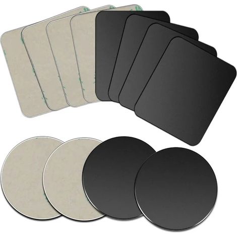 Lot de 5 plaques magnétiques métalliques pour support de téléphone de voiture. Plaques adhésives universelles en fer pour fixation automatique. (1/5)
