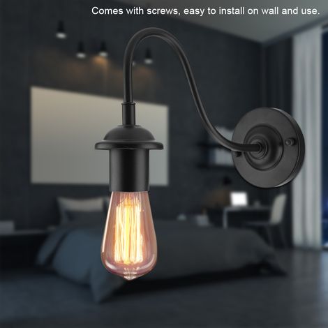 Applique murale en fer noir style vintage, lampe E27 90-250V, luminaire industriel simple, spot mural rétro. (1/5)