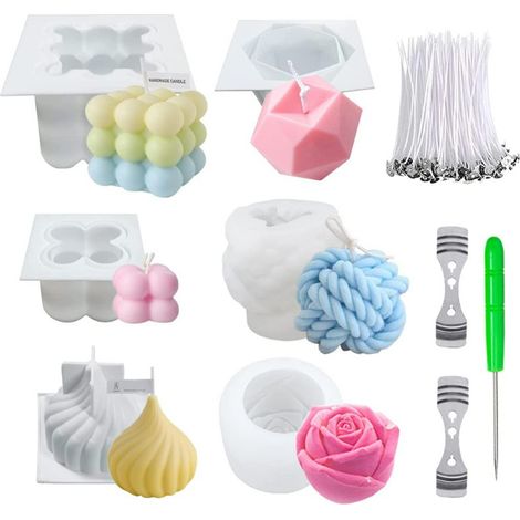 kit de moldes de silicona con forma de burbuja, de material apto para uso alimentario, para utilizar con resina epoxi, para la fabricación de velas de aromaterapia. (1/5)