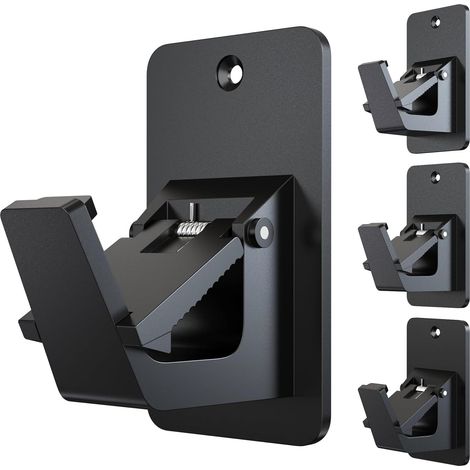 Supports Rideau sans Percage, Fixation Autocollante Adhésive pour Tringle Rideau jusqu'à 13 kg, Hooks pour Salle de Bain Chambre Salon Cuisine, Noir (Noir, Lot de 4) (1/5)