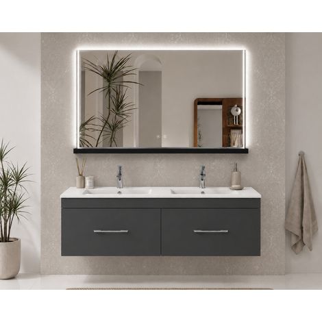 Meuble de salle de bain avec vasque ORIGENBATH FLORENCIA sans miroir 120x45 cm 2 senos graphite (1/5)