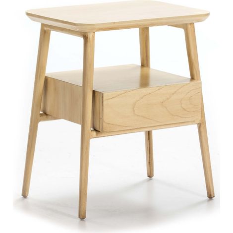 Table de chevet 1 tiroir 1 niche bois massif clair Gus (1/2)
