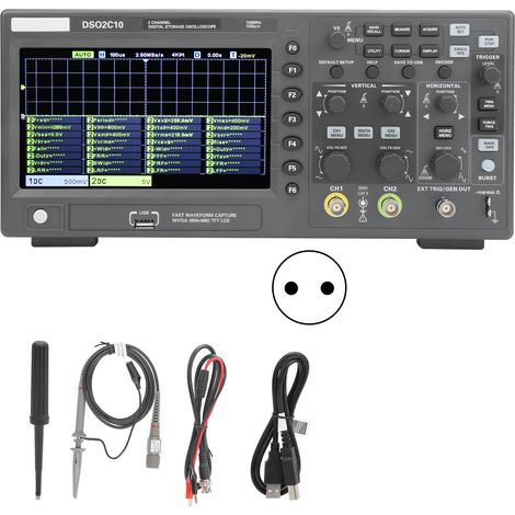 Oscilloscope numérique DSO2C10 100MHz 2 voies 1GSa/s, outil de maintenance électronique, prise UE 100-240V (1/5)