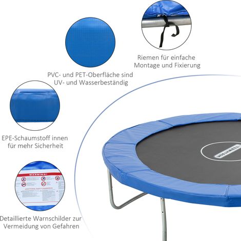 Tapis de protection pour trampoline Ø244 cm, large couvre-ressorts, accessoire de sécurité, filet de remplacement bleu pour trampoline de jardin (1/5)