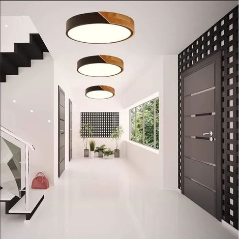 Plafonnier LED Moderne Noir - U-do 3pcs - Industriel, Vintage, Bois massif - Extérieur (1/4)