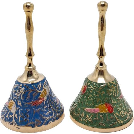 Campanelle a mano in ottone smaltato con uccelli 11 cm (1/5)