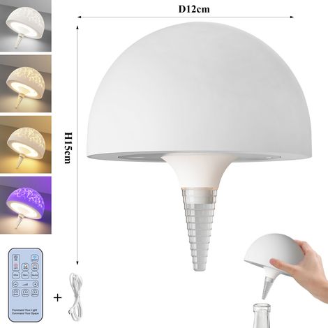 Nachttischlampe mit Fernbedienung, Weinflaschenlampe, Schreibtischdekoration, Stimmungslicht, Pilzflaschenlampe, Kunststoff-Weinflaschenlampe, LED-Tischlampe, geeignet für Schlafzimmer, Bars und Esszi