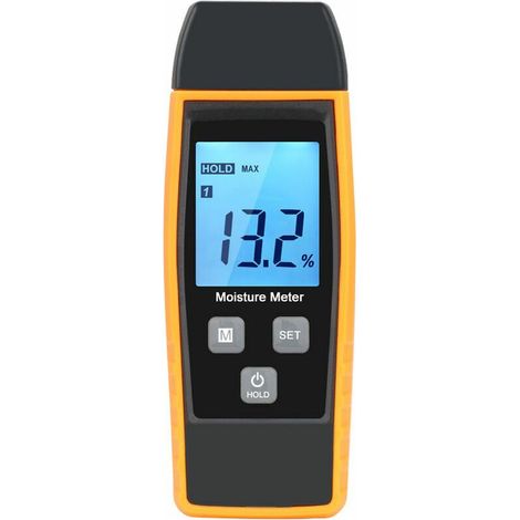 Feuchtigkeitsmessgerät, Wand- und Holzfeuchtemessgerät, Lecksuchgerät, Hygrometer, Zementmörtel-Feuchtemessgerät, Wassergehaltsmessgerät mit LCD-Hintergrundbeleuchtung (gelb) (1/5)