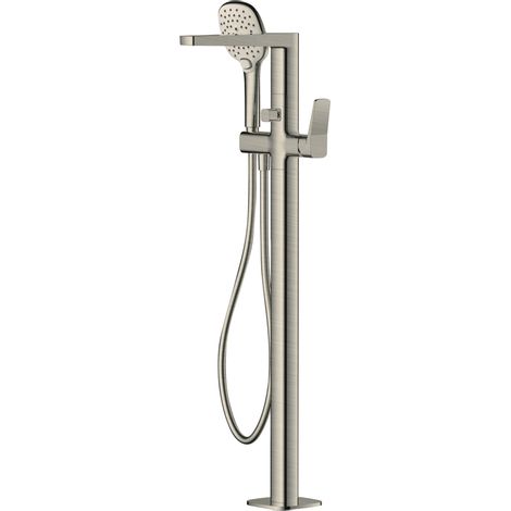 RAK Petit Square Brushed Nickel Floorstanding Bath Shower Mixer Tap - RAKPES3014N (1/2)