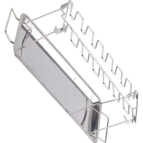 Grille pour cuisses de poulet avec bac de récupération des graisses, support de rôtissage en acier inoxydable, accessoire de barbecue (1/5)