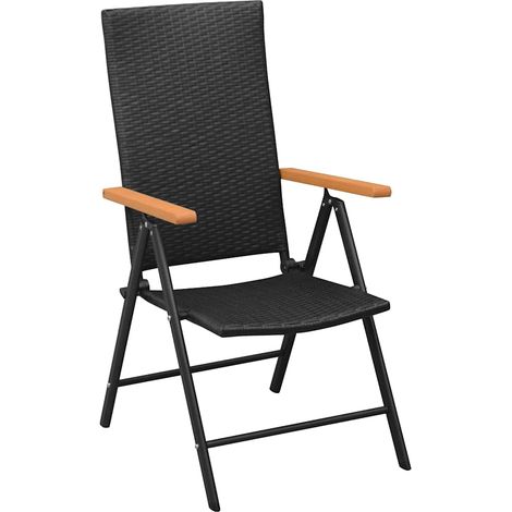 Maison Exclusive - Klappstühle, 4 Stück, Polyrattan, Schwarz (1/5)