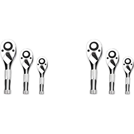1/4, 3/8, 1/2 Pouce Drive Stubby Ratchet Set 6Pc Mini Ratchet Quick-Release Head 72-Tooth (1/5)