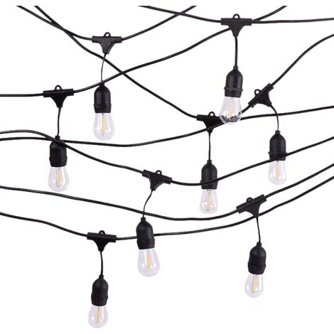 Guirlande LED jardin 10 m 10xG45 E27 2700K IP44 noire (1/5)